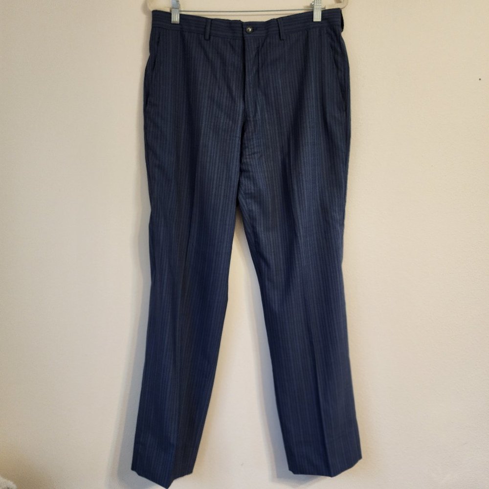Etro Milano,Men Dress Pant Size 50/35 US, Striped Blue,Made in Italy, Classic